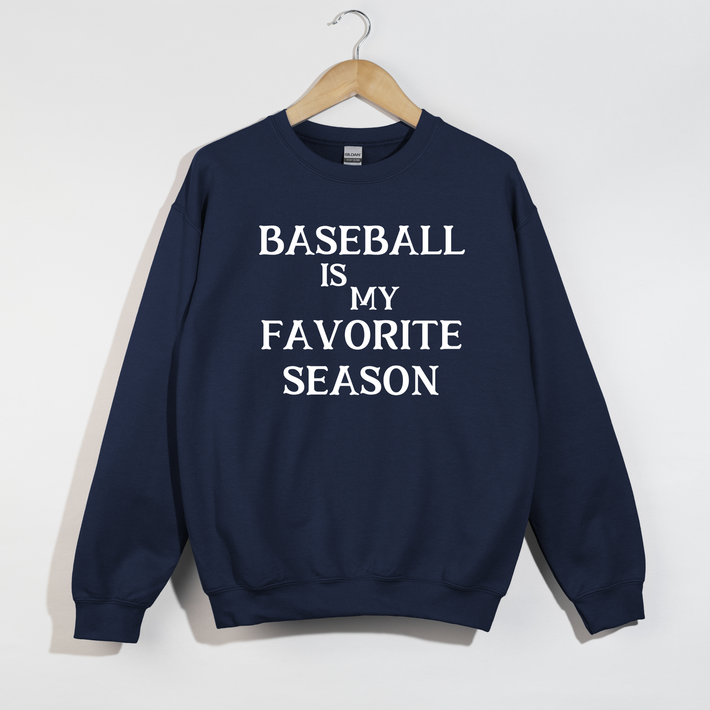 Baseball Is My Favorite Season Sweatshirt – Unisex Navy Crewneck for Game Day Fans