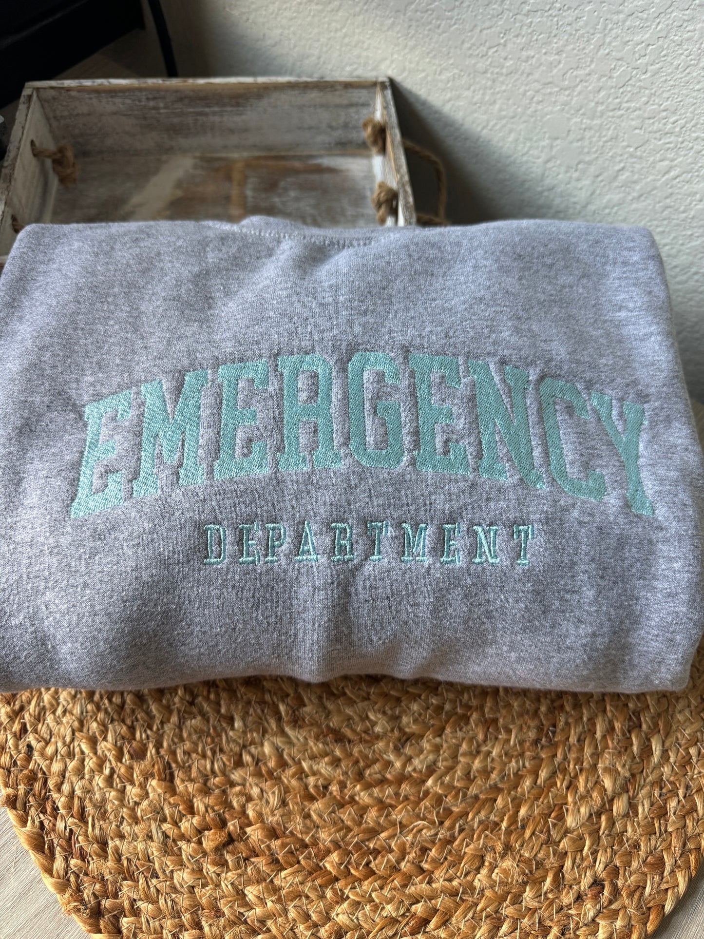 Embroidered Emergency department Crewneck – Minimalist Medical Sweatshirt