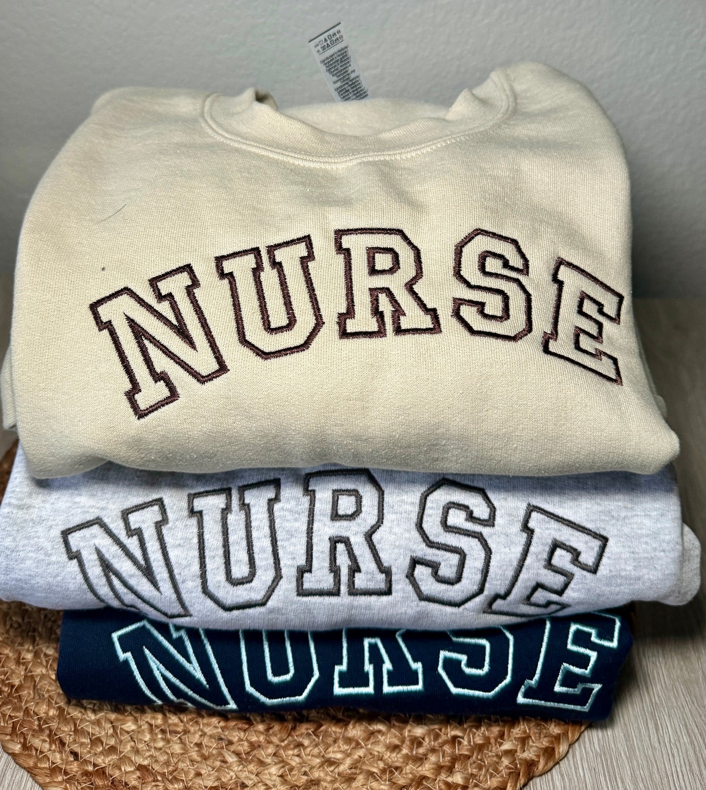 Embroidered Nurse Crewneck – Minimalist Medical Sweatshirt all colors