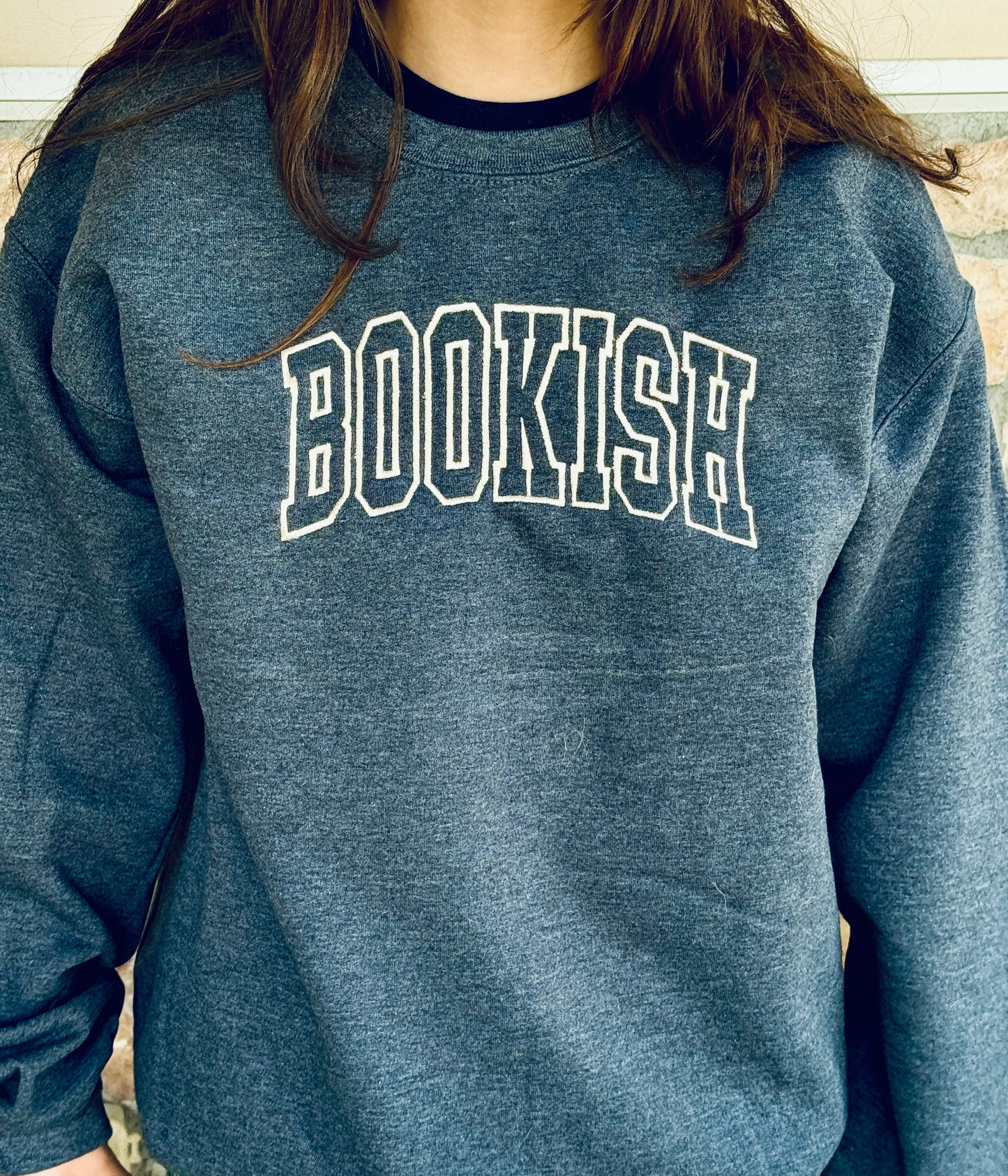 Bookish Embroidered Sweatshirt – Cozy Reader Girl Aesthetic Pullover
