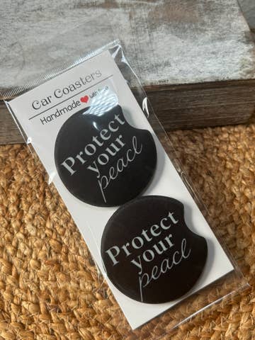 Floral Car Coasters – Set of 2 Absorbent Neoprene Coasters