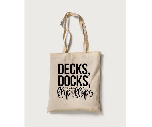 Decks, Docks & Flip Flops Tote Bag