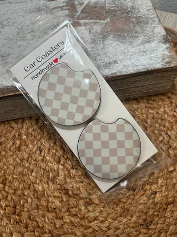 Floral Car Coasters – Set of 2 Absorbent Neoprene Coasters