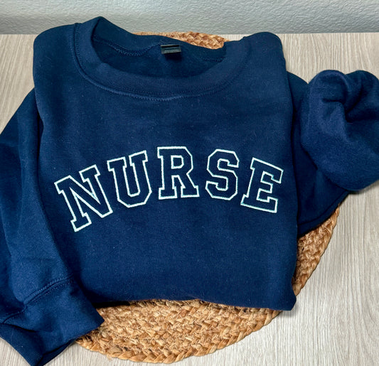 Embroidered Nurse Crewneck – Minimalist Medical Sweatshirt