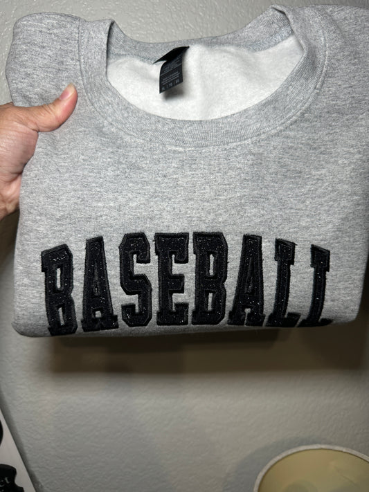 BASEBALL Embroidered Sweatshirt | Cozy Athletic Crewneck for Baseball Moms, Fans & Players | Handmade Sports Sweatshirt