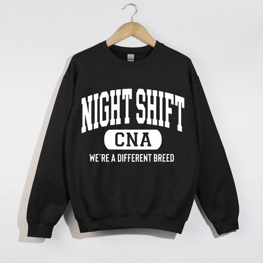 CNA night shift black sweatshirt 
