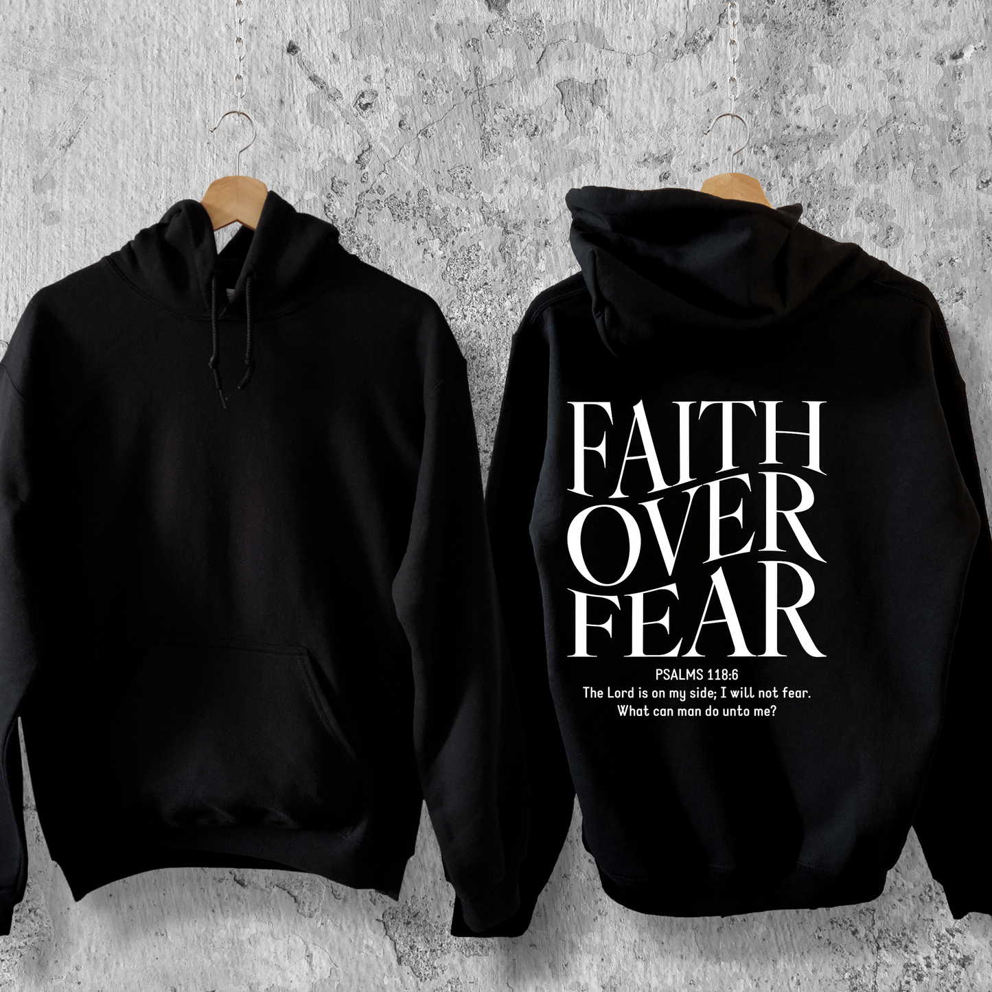 Faith Over Fear Christian Hoodie – Psalm 118:6 Bible Verse Sweatshirt | Light Blue Unisex Hoodie