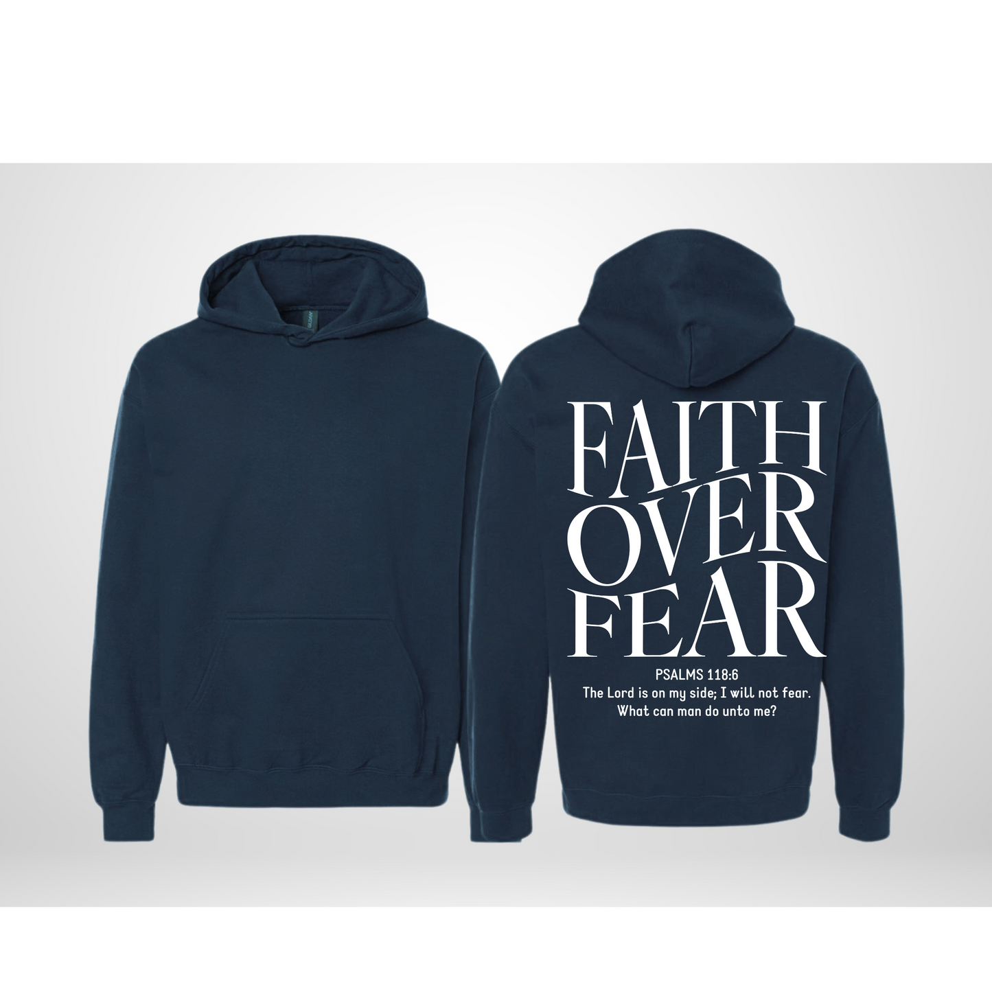 Faith Over Fear Christian Hoodie – Psalm 118:6 Bible Verse Sweatshirt | Light Blue Unisex Hoodie